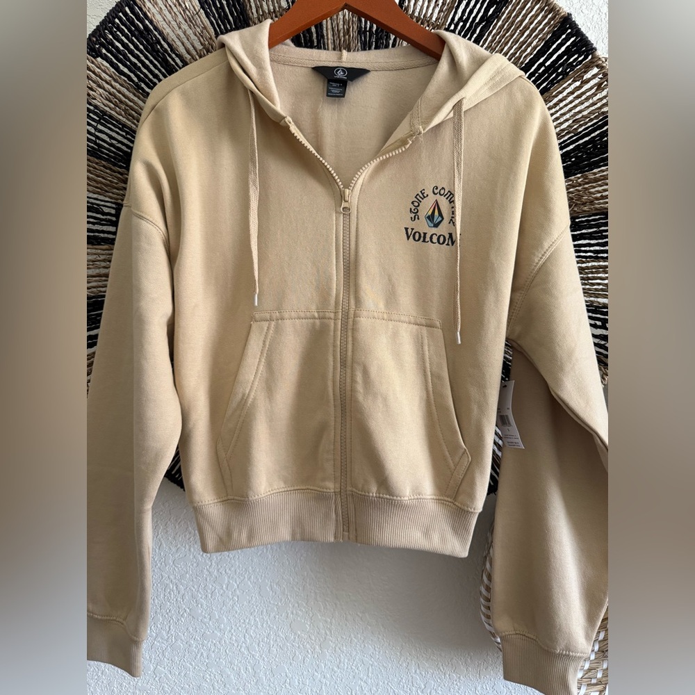 Volcom Get Up Zip Hoodie In Khaki